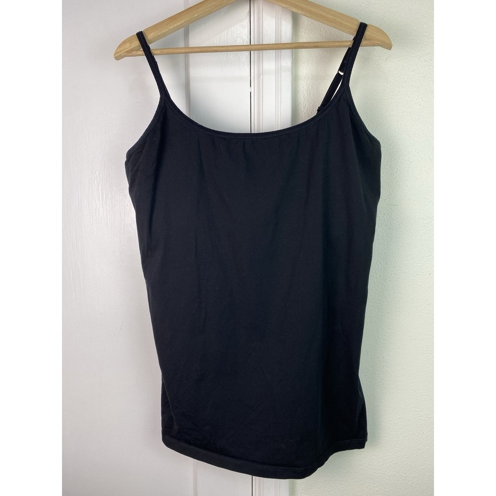 PACT Womens XXL Organic Cotton Stretch Black Spaghetti Strap Camisole Tank Top